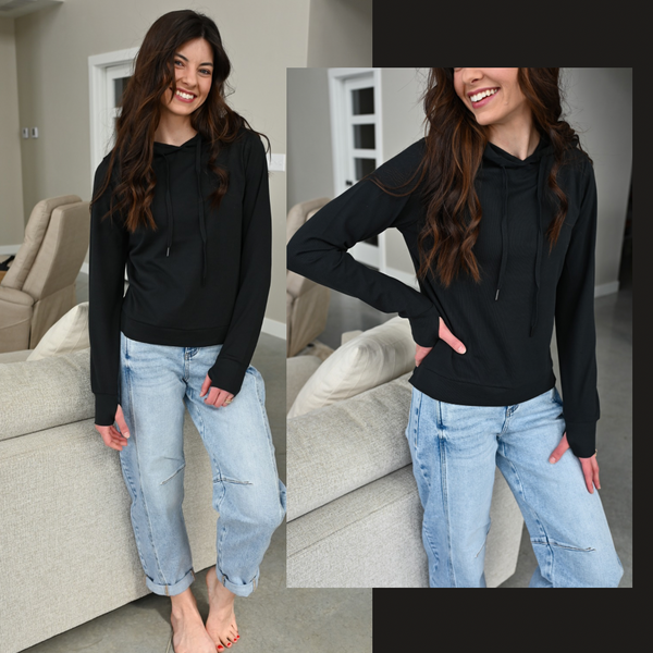 Lux Buttery Microribbed Hoodie [black & royal]