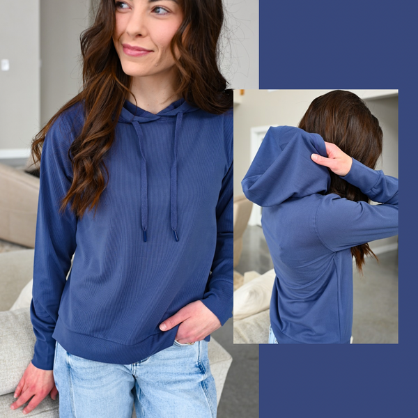 Lux Buttery Microribbed Hoodie [black & royal]