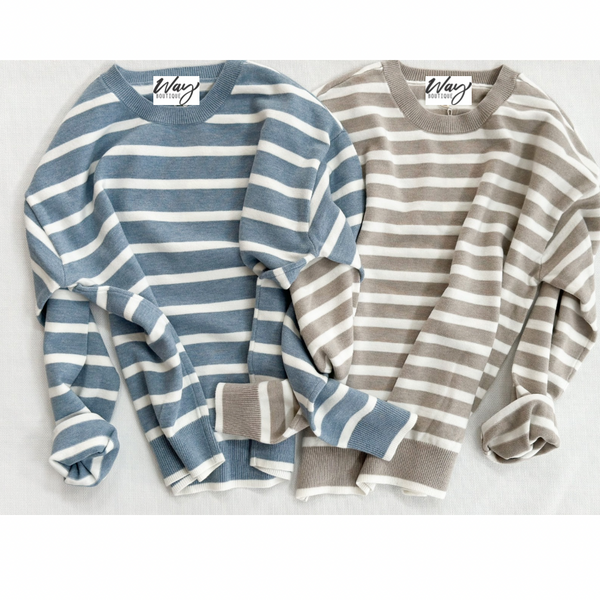 Dearest Sweater [taupe & baby blue]