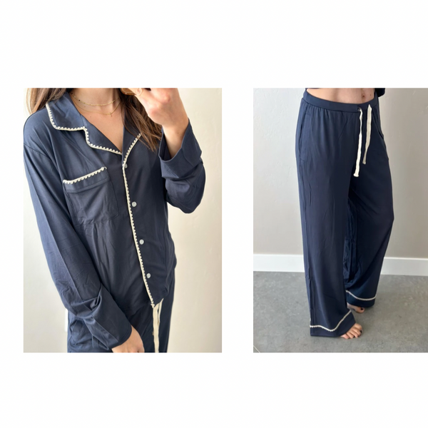 Ede Navy Trim Pj SET [top & bottom included]
