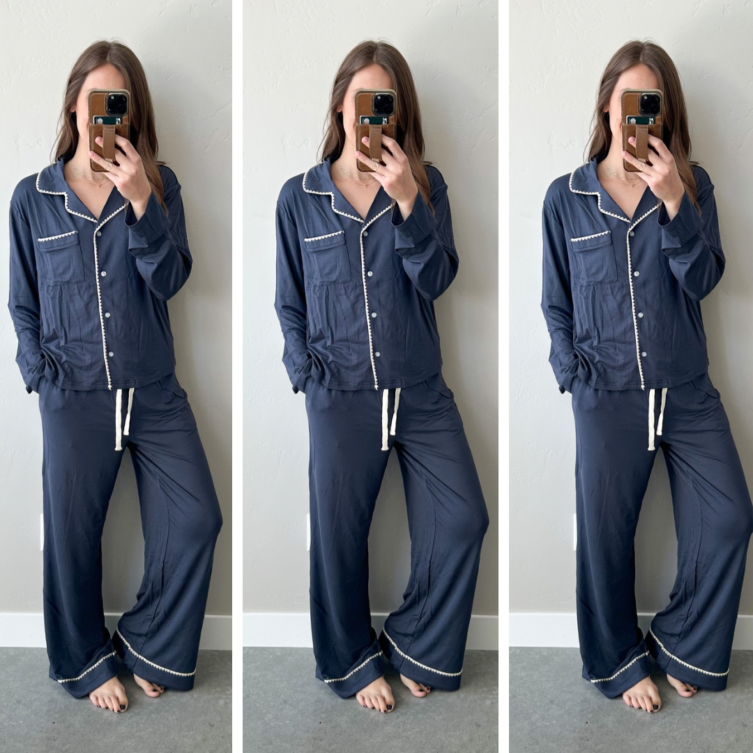 Ede Navy Trim Pj SET [top & bottom included]