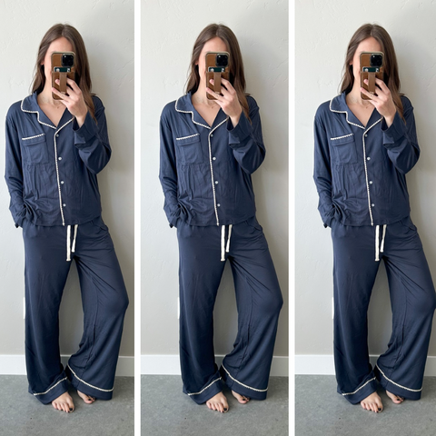 Ede Navy Trim Pj SET [top & bottom included]