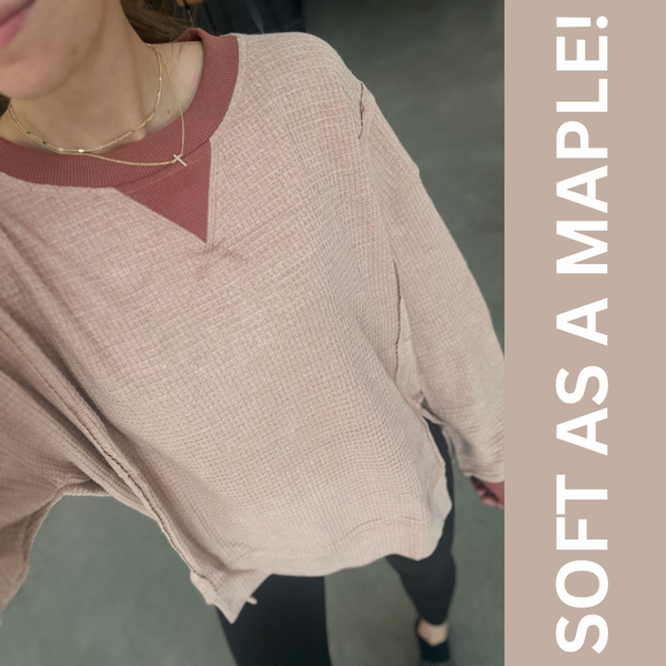 Maple Delight Waffle Crew [navy & mauve]
