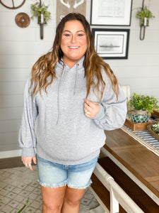 River Puff Sleeves Hoodie [Grey-XS-3X]