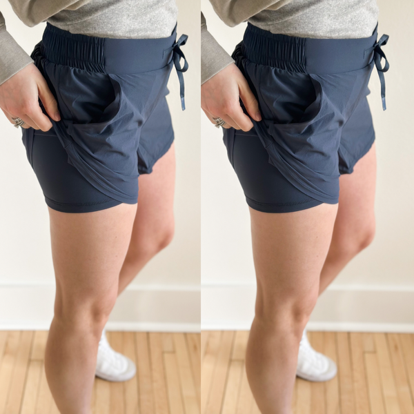 Right on Track Shorts [Black & Navy]